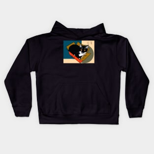 Cute Tuxedo Cat Kitty in a box  Copyright TeAnne Kids Hoodie